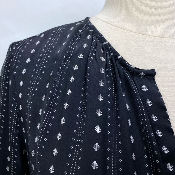 Ecru Womans Black Silk Blouse Small Button Front Long Sleeves Career Casual New - Picture 3 of 15